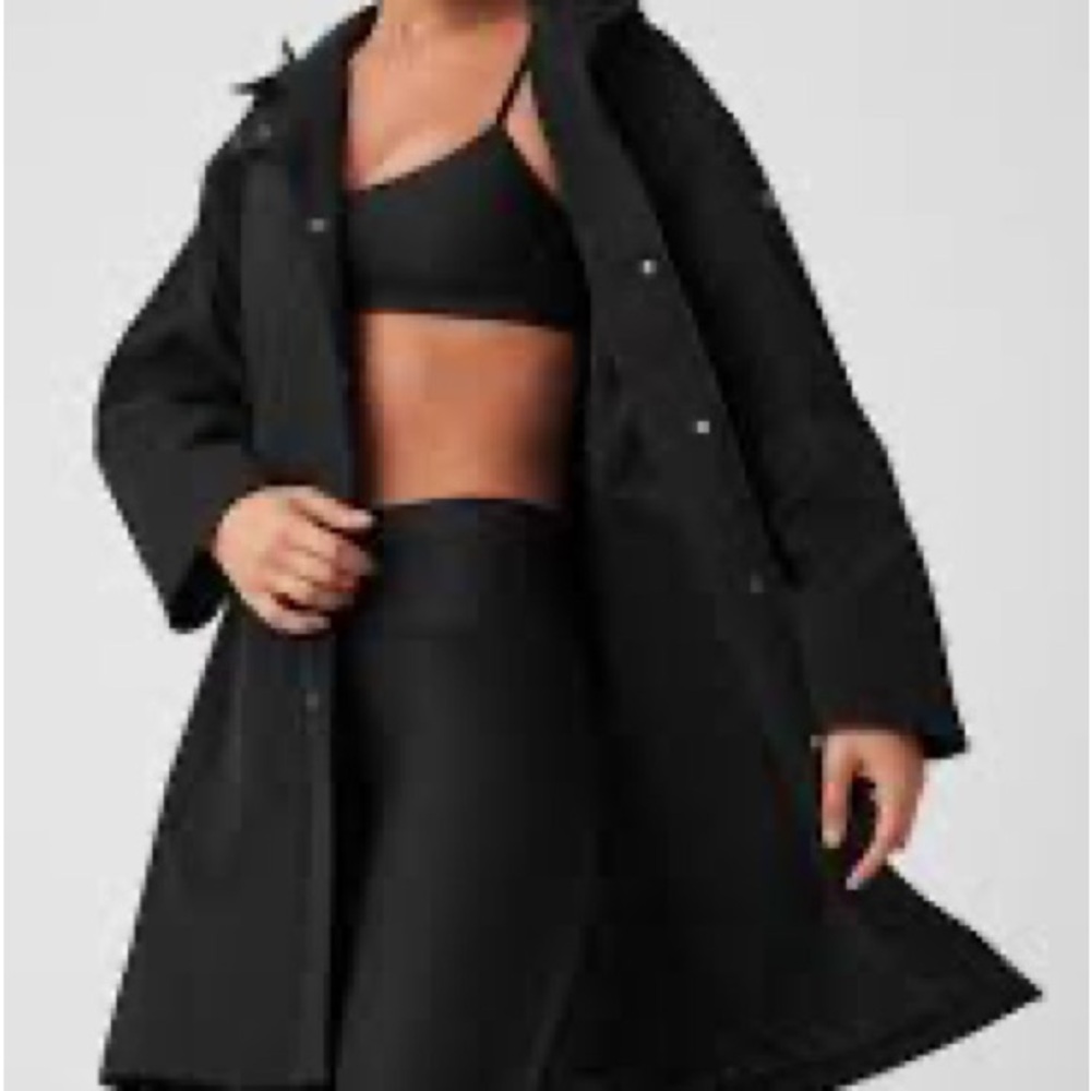 NWOT ALO Yoga Rain or Shine Long Coat - Black - XS